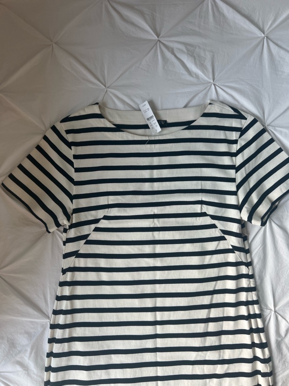 J. Crew White and Black Striped Top
